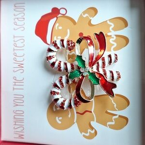 NEW Candy Cane Christmas Holiday Pin Brooch